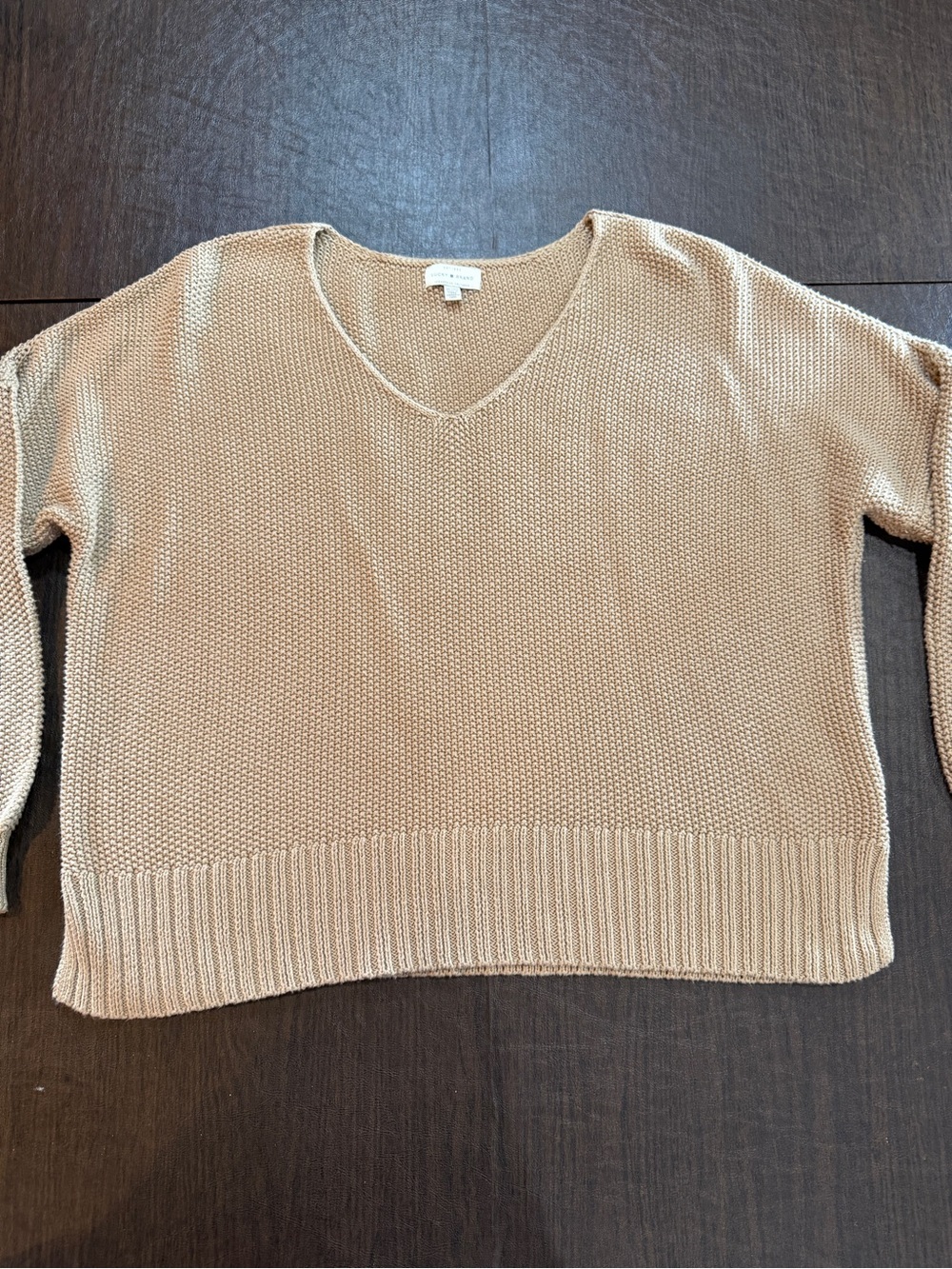 Lucky Brand Knitted Tan V-Neck Sweater Size XL